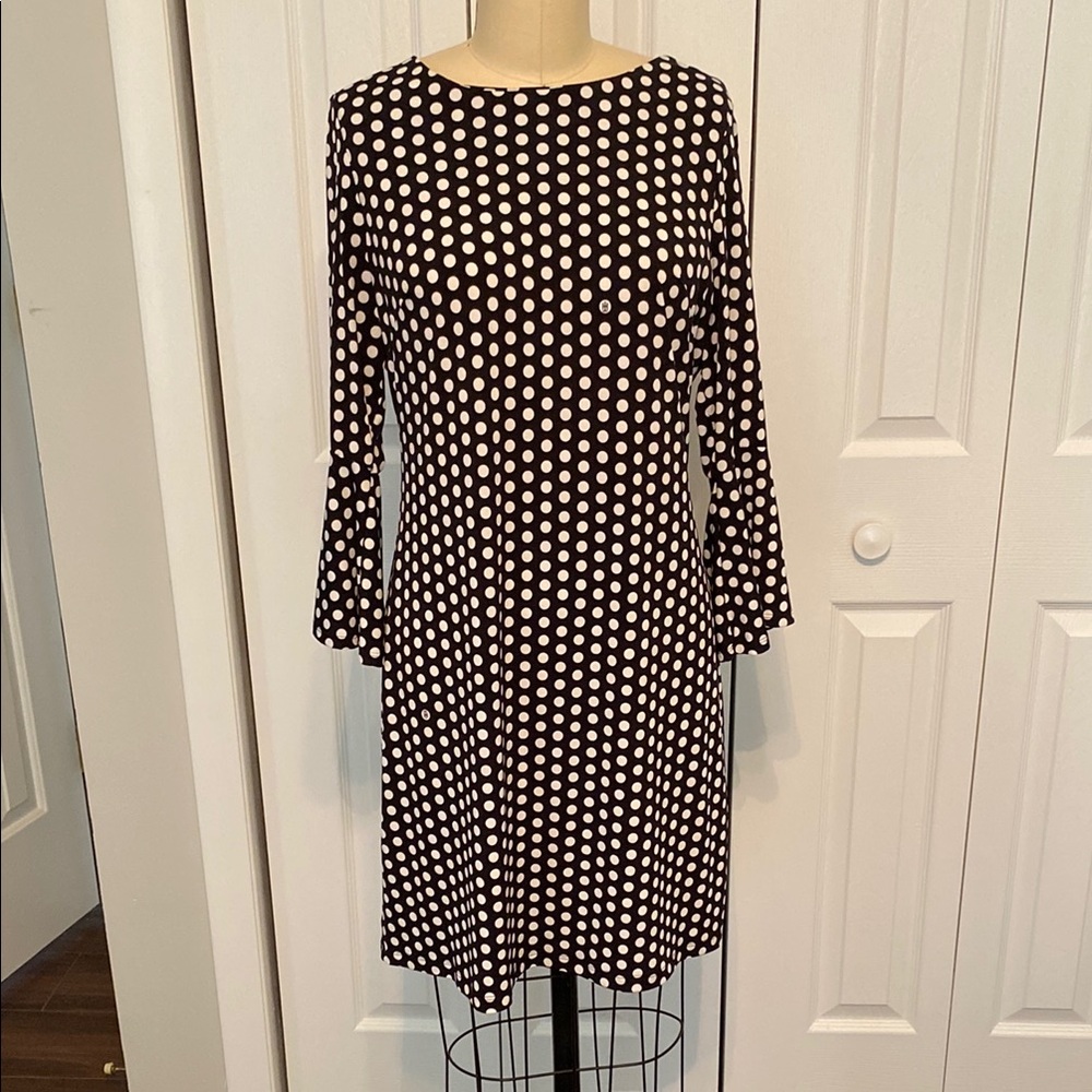 Tommy Hilfiger Black and White Bell Sleeve Sheath Dress